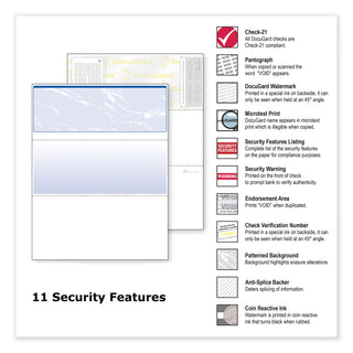 Security Business Checks, 11 Features, 8.5 x 11, Blue Marble Top, 500/Ream