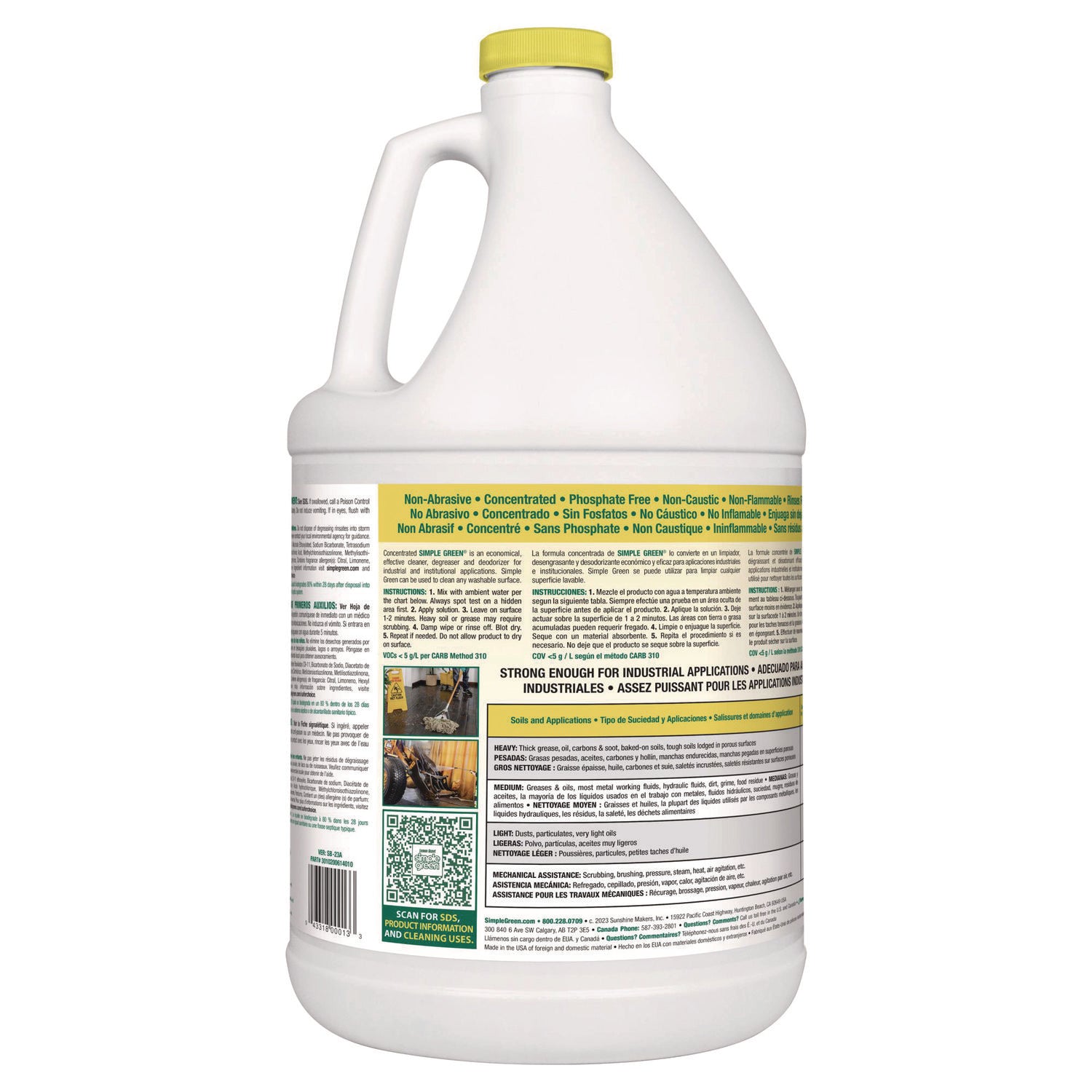 Industrial Cleaner and Degreaser, Concentrated, Lemon, 1 gal Bottle, 6/Carton - 2