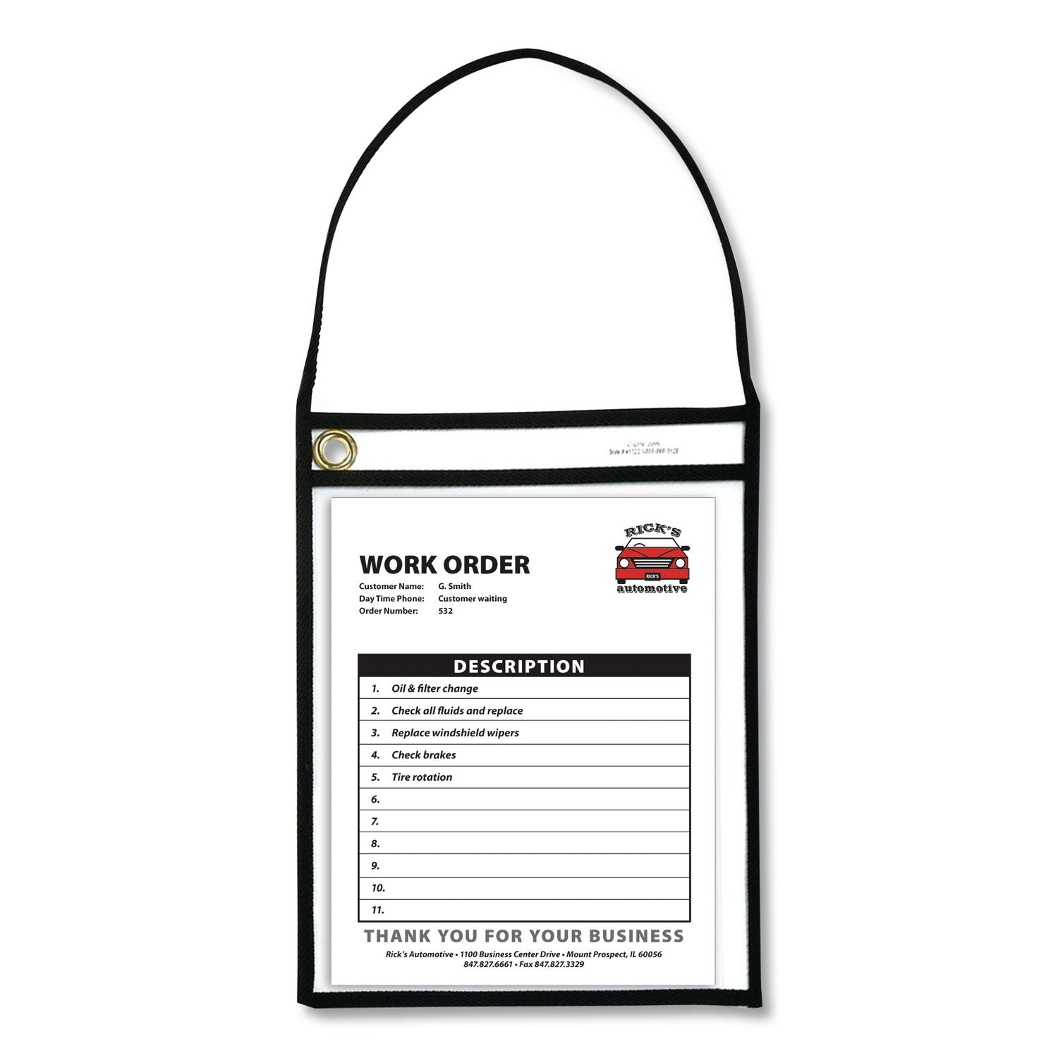 1-Pocket Shop Ticket Holder w/Setrap, Black Stitching, 75-Sheet, 9 x 12, 15/Box