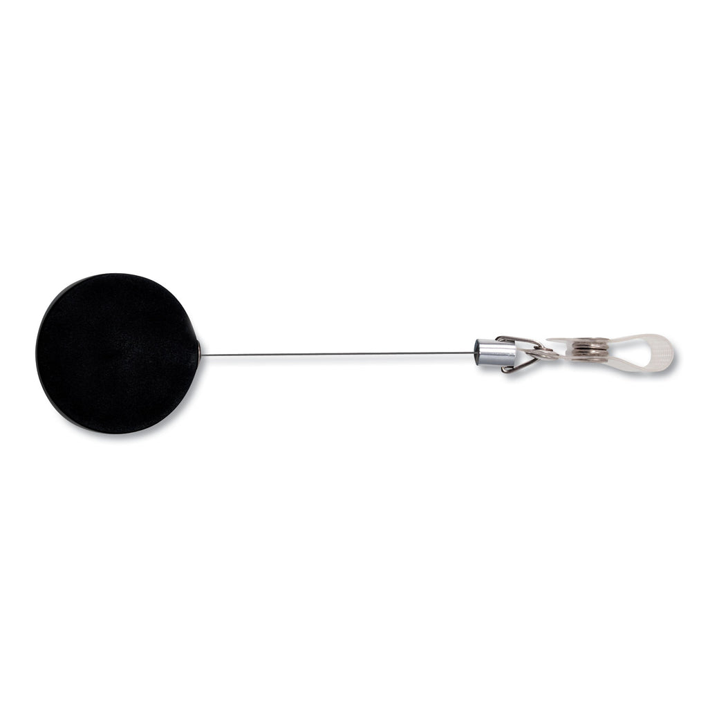 Premier Heavy-Duty Retractable ID Card Reel, 24" Extension, Black/Silver, 12/Box