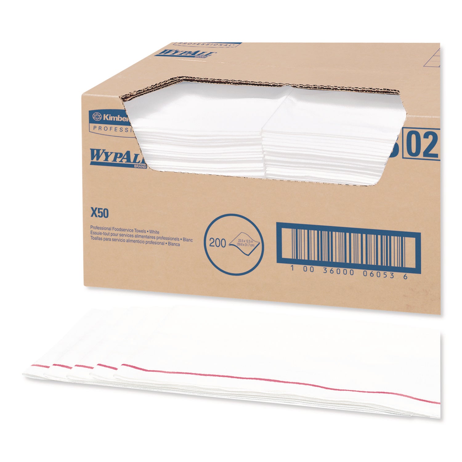 X50 Foodservice Towels, 1/4 Fold, 23.5 x 12.5, White, 200/Carton - 1