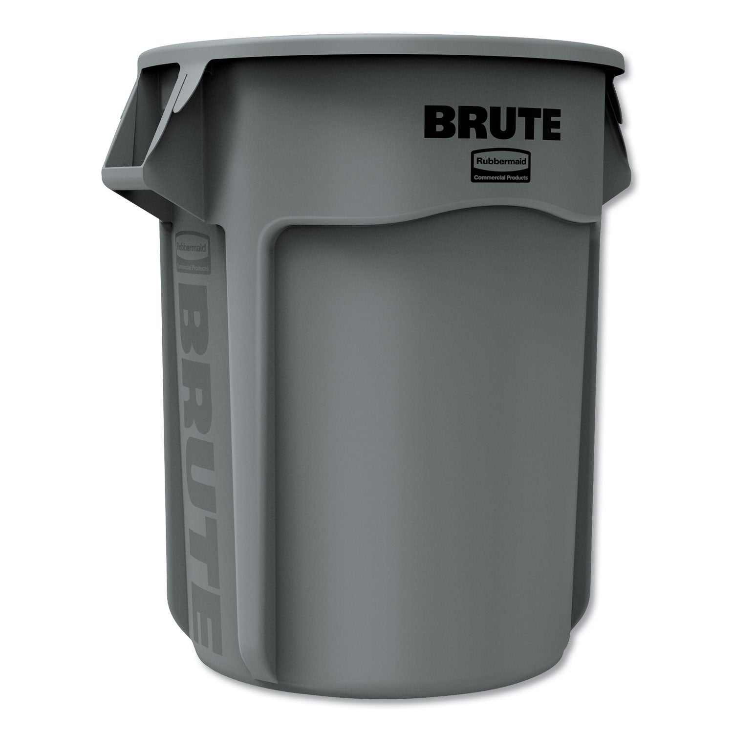 Vented Round Brute Container, 55 gal, Plastic, Gray - 