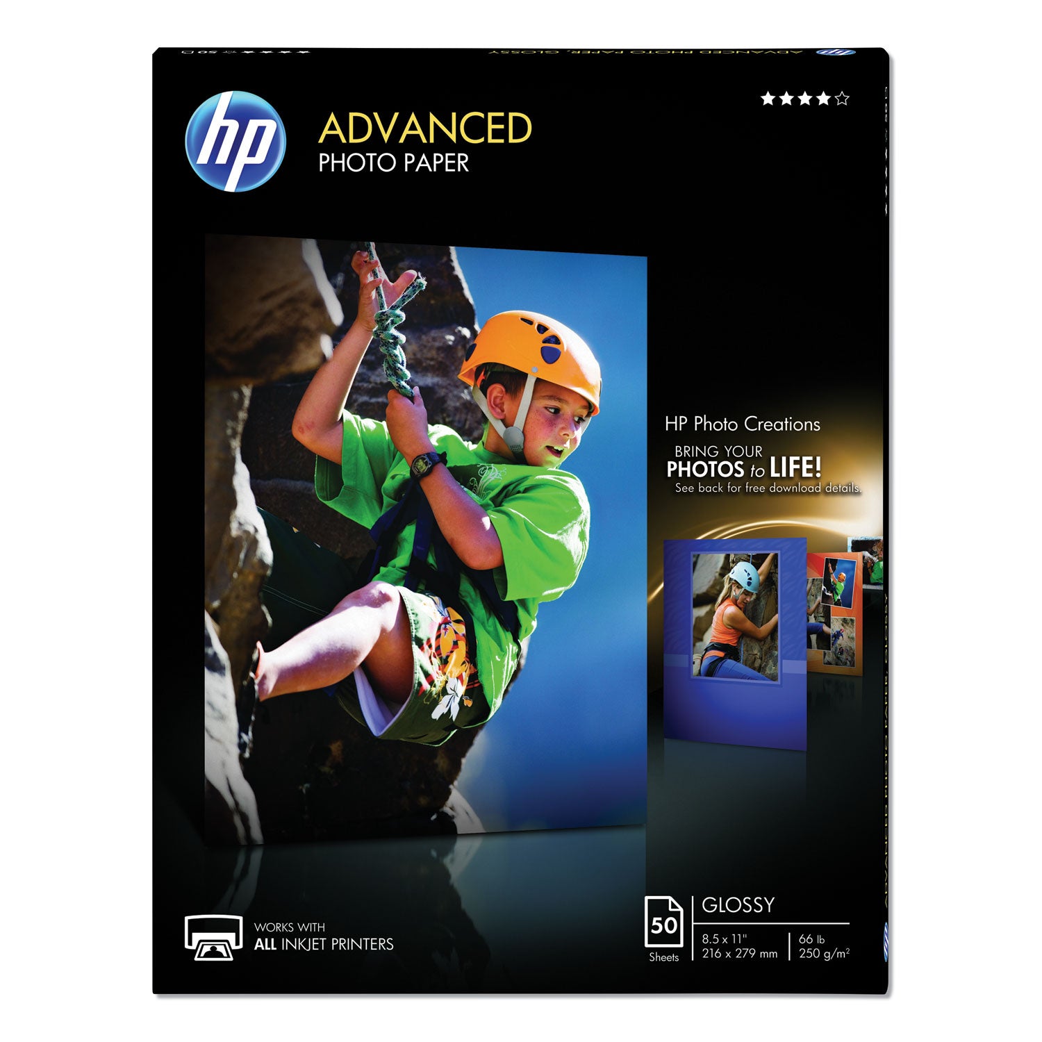 Advanced Photo Paper, 10.5 mil, 8.5 x 11, Glossy White, 50/Pack - 