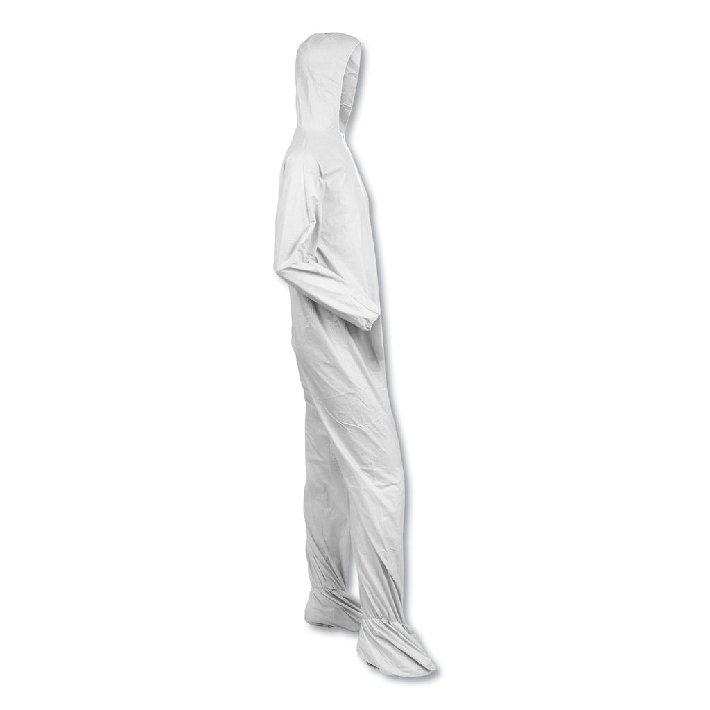A40 Elastic-Cuff, Ankle, Hood and Boot Coveralls, Large, White, 25/Carton