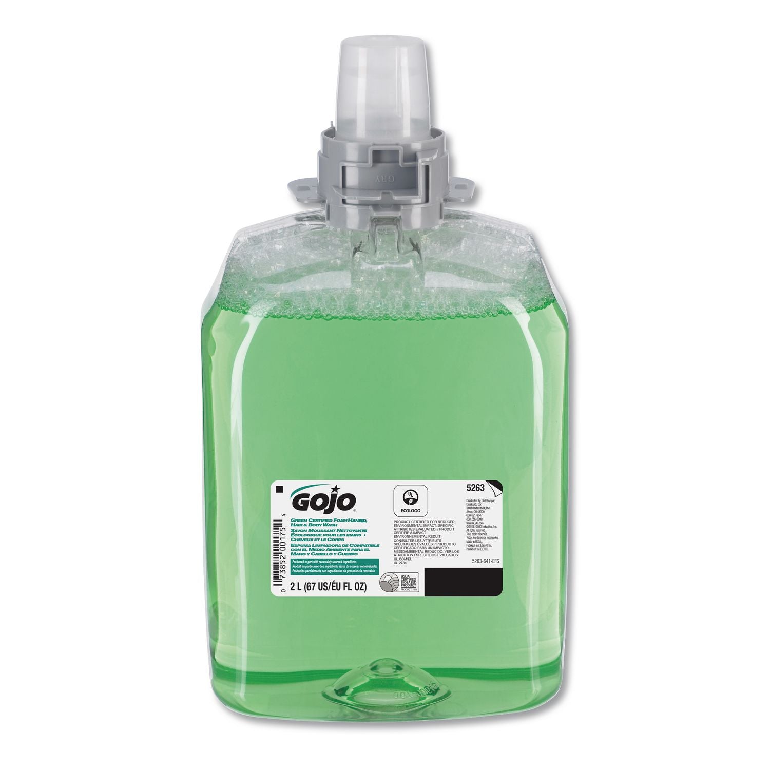 Green Certified Foam Hair and Body Wash, Cucumber Melon, 2,000 mL Refill, 2/Carton