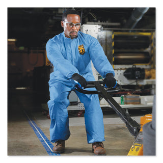 A60 Elastic-Cuff, Ankle and Back Coveralls, Large, Blue, 24/Carton