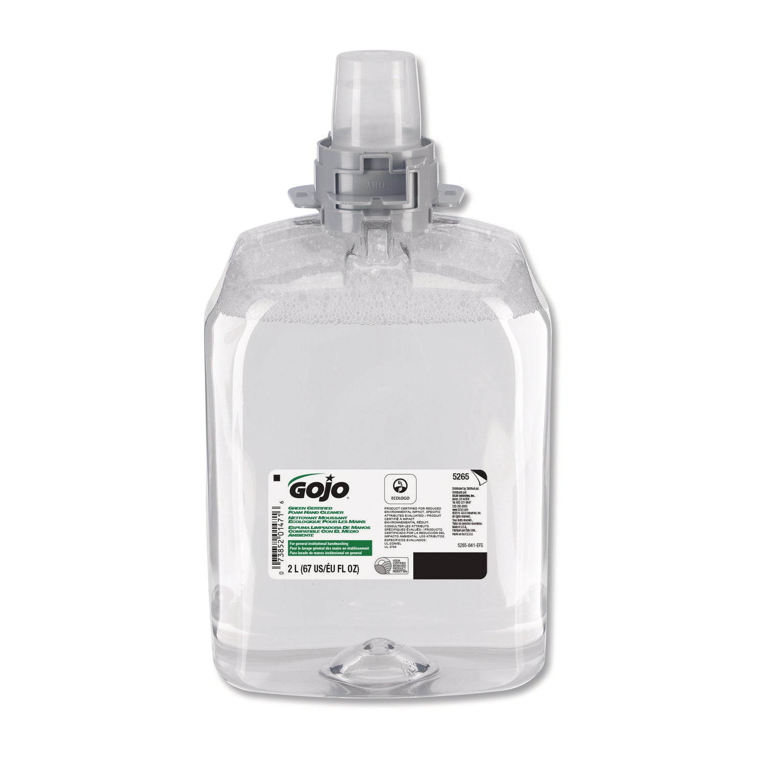 Green Certified Foam Hand Cleaner, Unscented, 2,000 mL Refill, 2/Carton