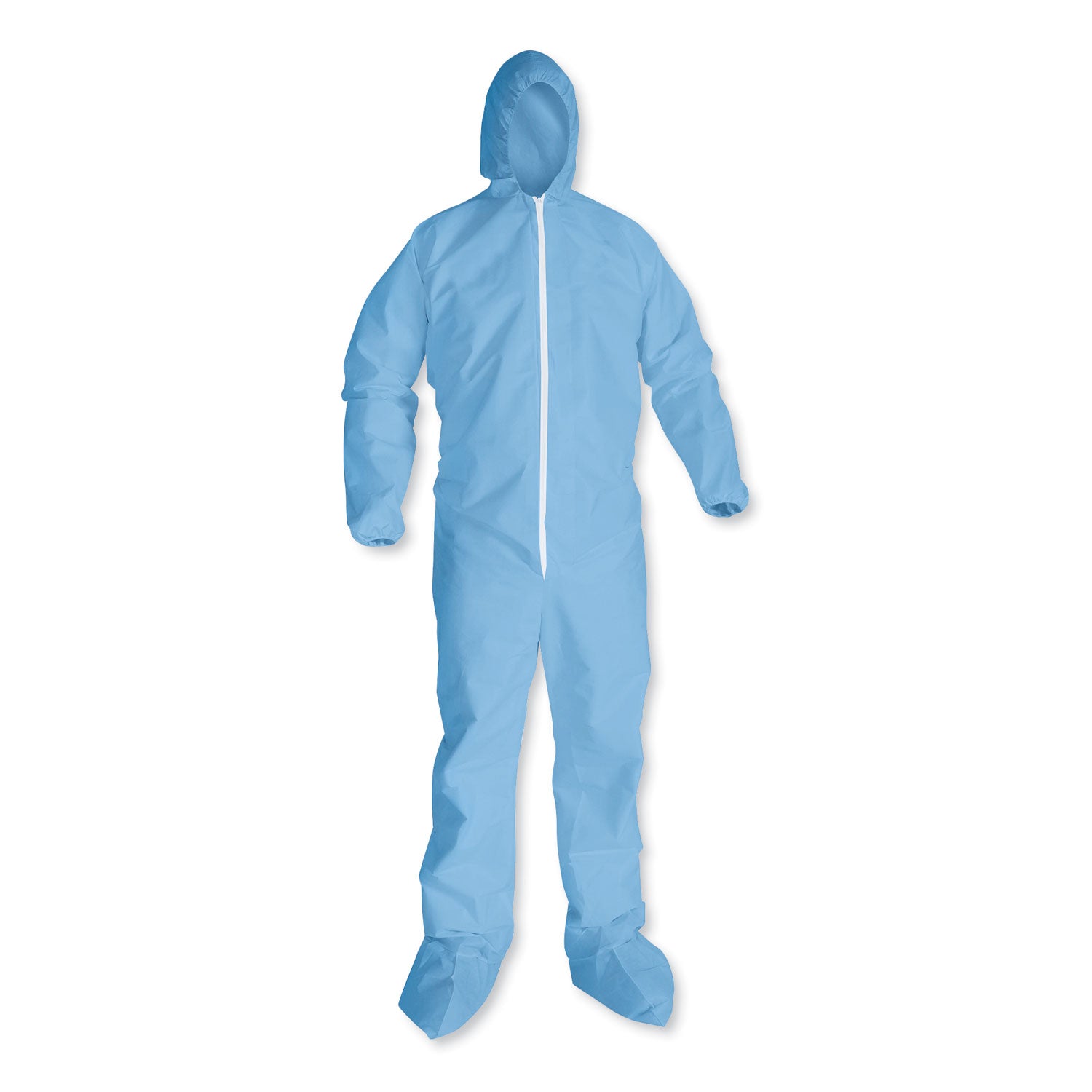 A65 Zipper Front Hood and Boot Flame-Resistant Coveralls, Elastic Wrist and Ankles, 3X-Large, Blue, 21/Carton - 