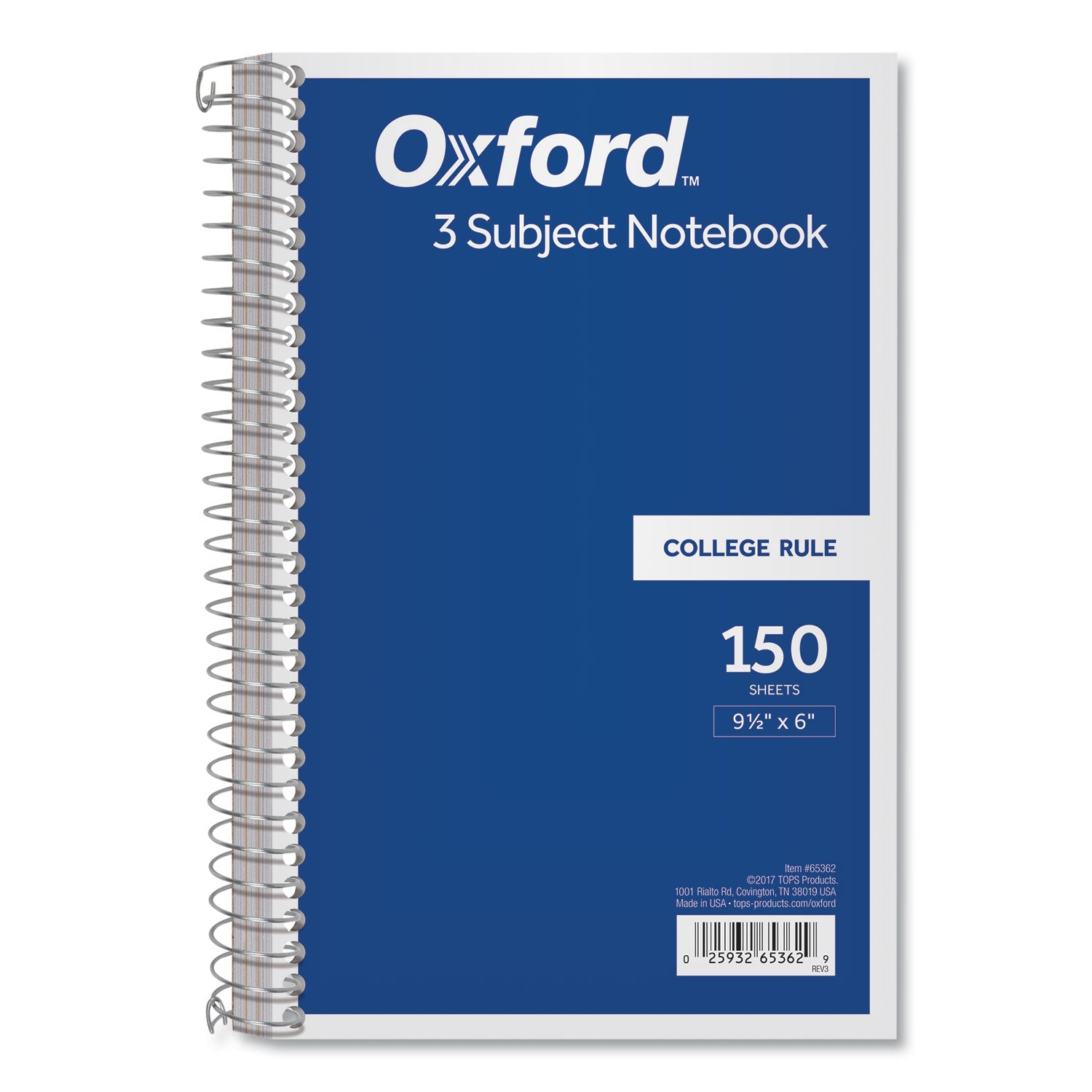 Coil-Lock Wirebound Notebooks, 3-Subject, Medium/College Rule, Randomly Assorted Cover Color, (150) 9.5 x 6 Sheets - 