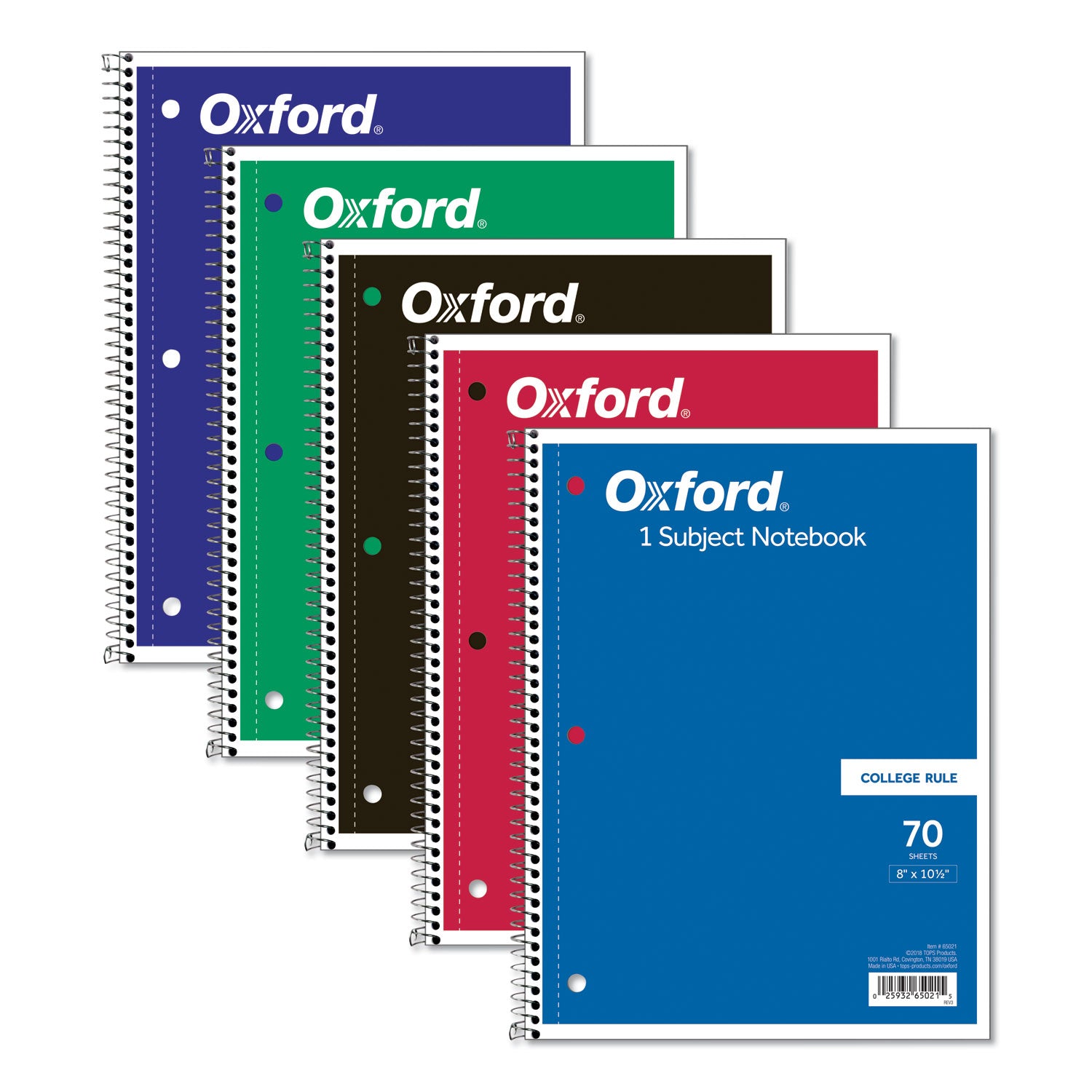 Coil-Lock Wirebound Notebooks, 3-Hole Punched, 1-Subject, Medium/College Rule, Randomly Assorted Covers, (70) 10.5 x 8 Sheets - 