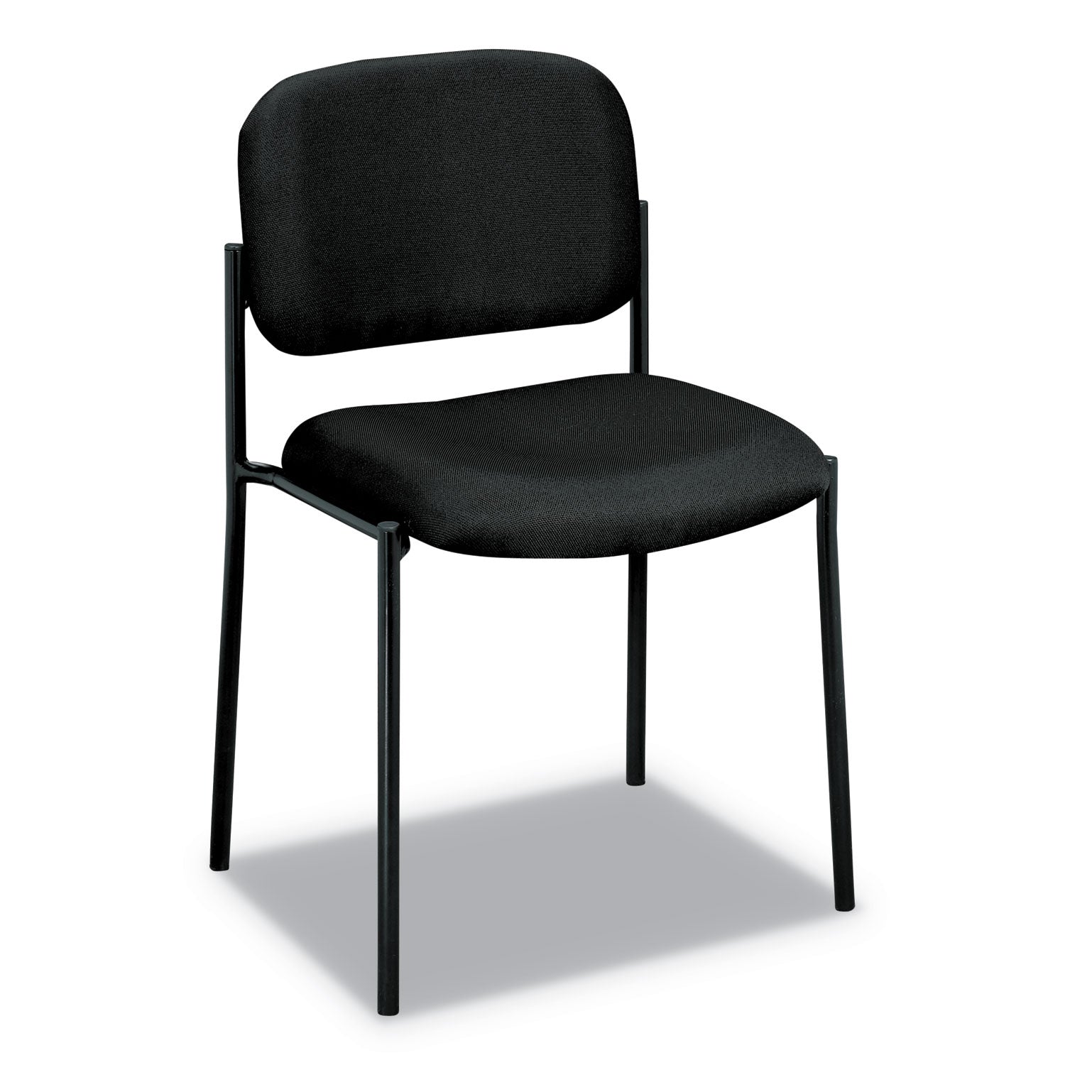 VL606 Stacking Guest Chair without Arms, Fabric Upholstery, 21.25" x 21" x 32.75", Black Seat, Black Back, Black Base - 