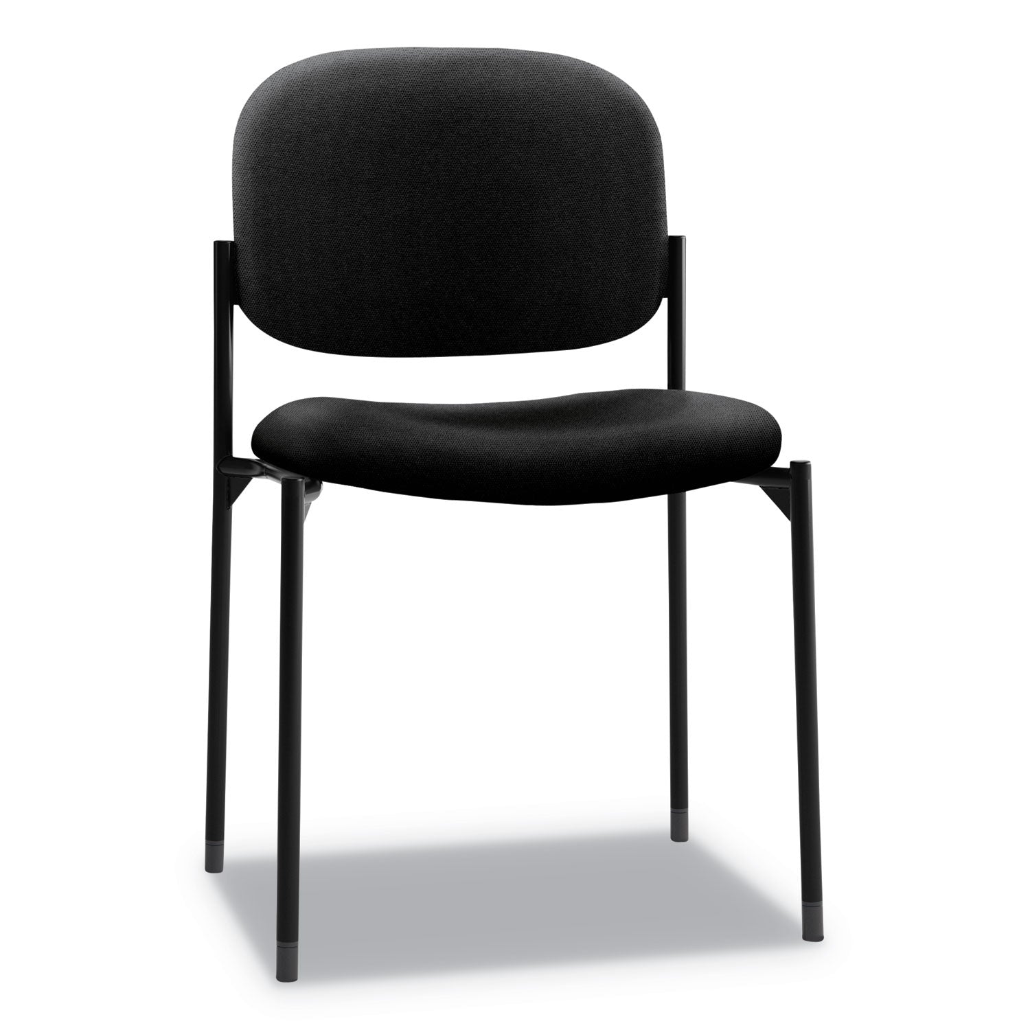 VL606 Stacking Guest Chair without Arms, Fabric Upholstery, 21.25" x 21" x 32.75", Black Seat, Black Back, Black Base - 