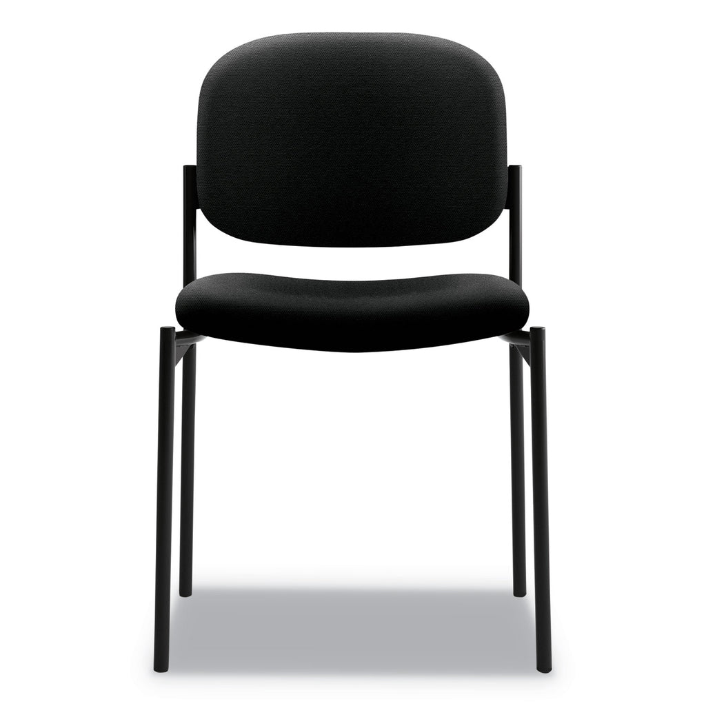 VL606 Stacking Guest Chair without Arms, Fabric Upholstery, 21.25" x 21" x 32.75", Black Seat, Black Back, Black Base - 