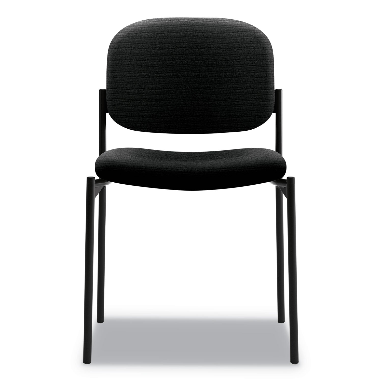 VL606 Stacking Guest Chair without Arms, Fabric Upholstery, 21.25" x 21" x 32.75", Black Seat, Black Back, Black Base - 