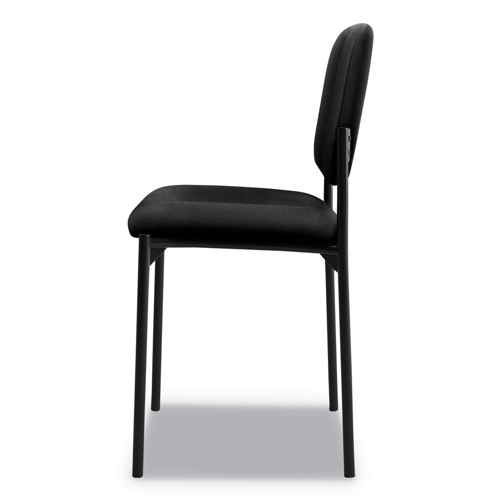 VL606 Stacking Guest Chair without Arms, Fabric Upholstery, 21.25" x 21" x 32.75", Black Seat, Black Back, Black Base - 