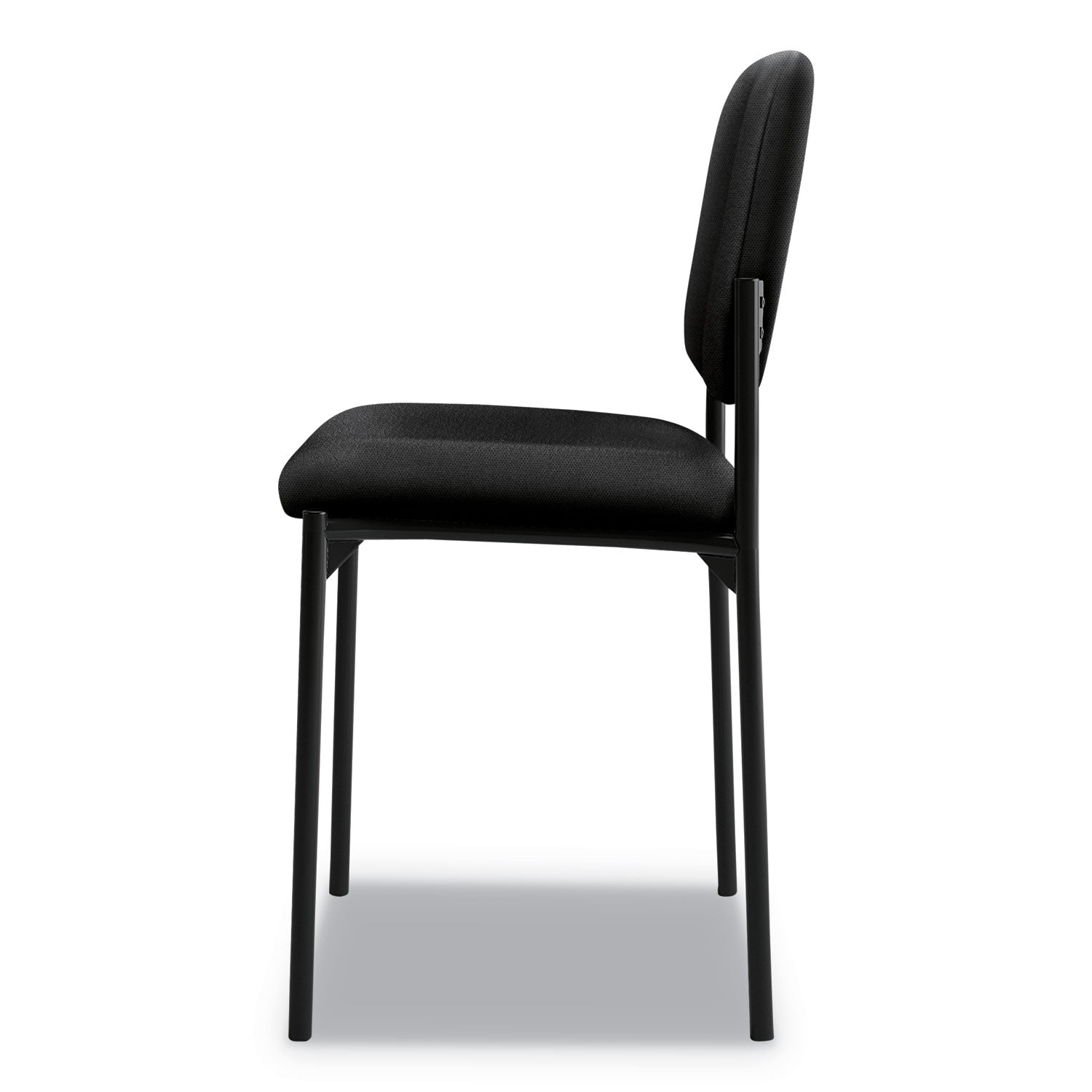 VL606 Stacking Guest Chair without Arms, Fabric Upholstery, 21.25" x 21" x 32.75", Black Seat, Black Back, Black Base - 