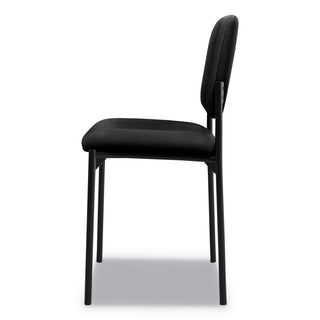 VL606 Stacking Guest Chair without Arms, Fabric Upholstery, 21.25" x 21" x 32.75", Black Seat, Black Back, Black Base - 