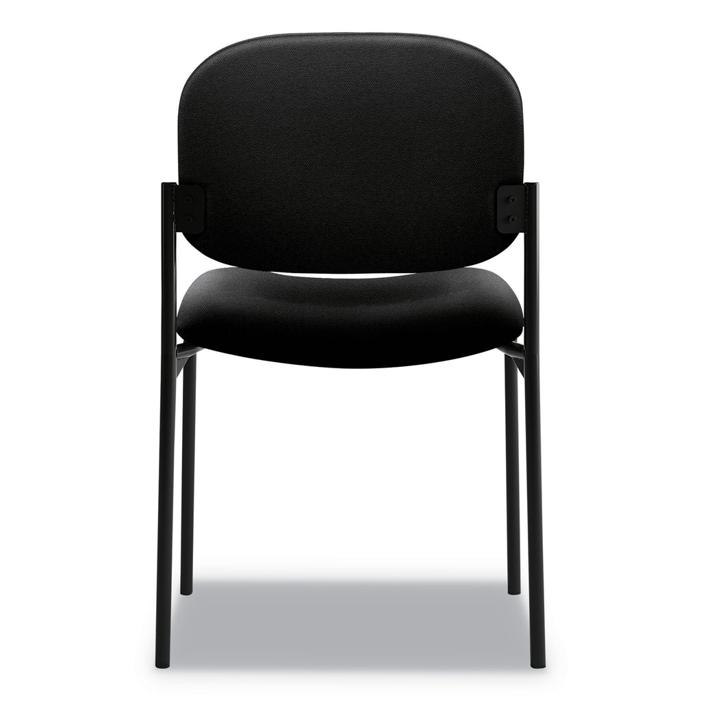 VL606 Stacking Guest Chair without Arms, Fabric Upholstery, 21.25" x 21" x 32.75", Black Seat, Black Back, Black Base - 