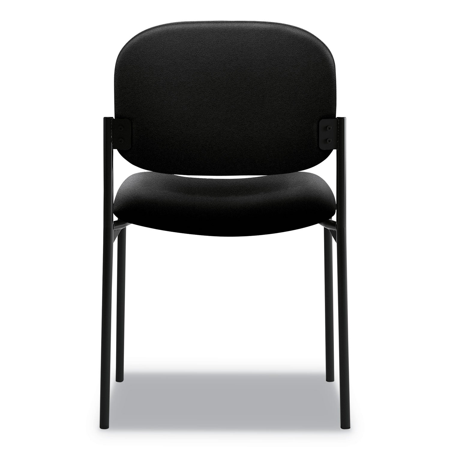 VL606 Stacking Guest Chair without Arms, Fabric Upholstery, 21.25" x 21" x 32.75", Black Seat, Black Back, Black Base - 