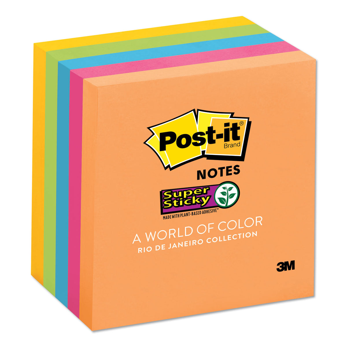 Pads in Energy Boost Collection Colors, 3" x 3", 90 Sheets/Pad, 5 Pads/Pack