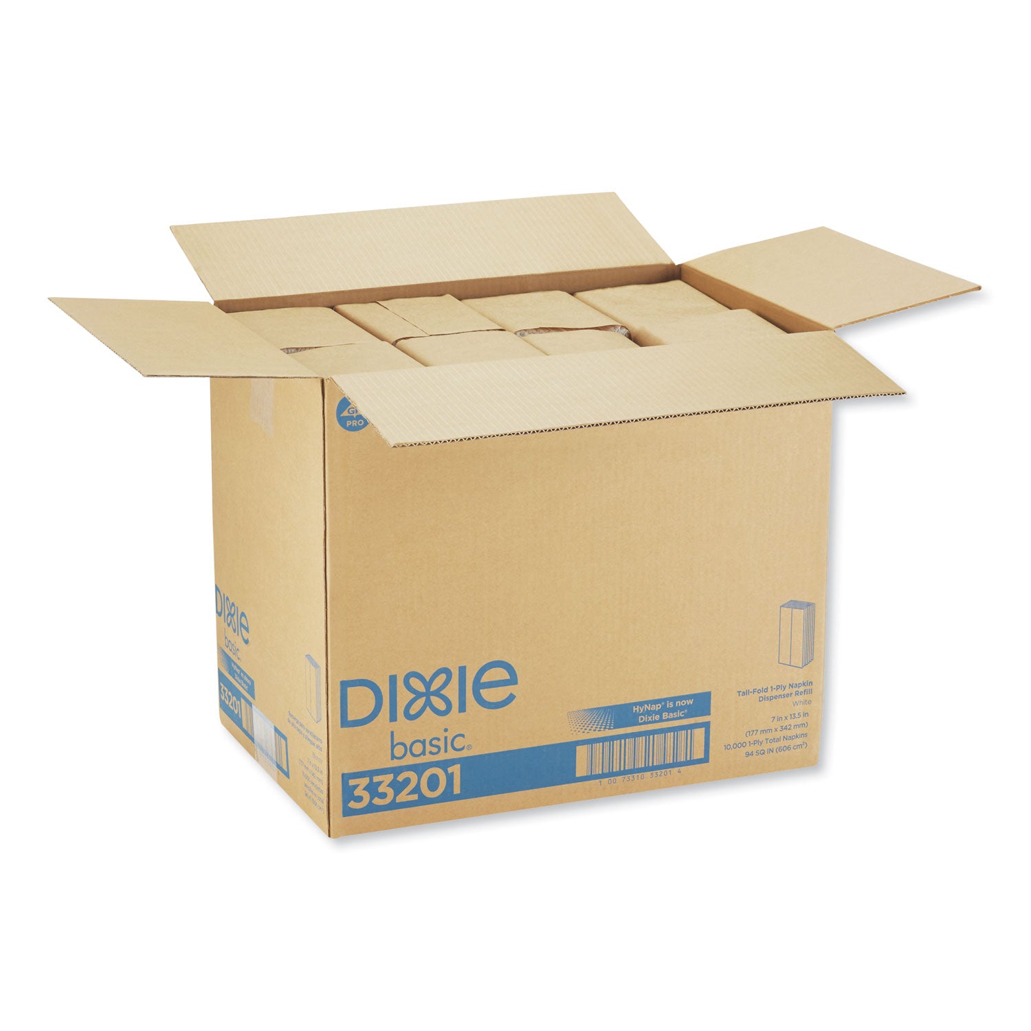 Tall Fold Dispenser Napkins, 1-Ply, 7 x 13 1/2, White, 10000/Carton - 