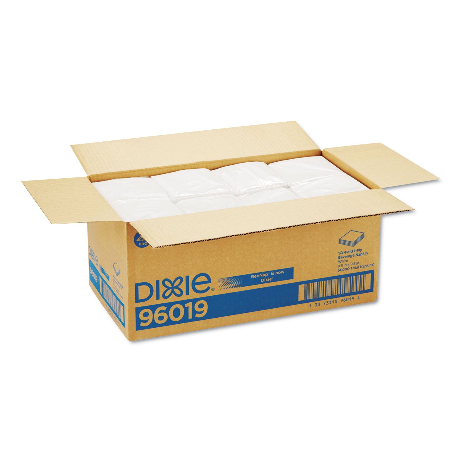 Beverage Napkins, Single-Ply, 9 1/2 x 9 1/2, White, 4000/Carton