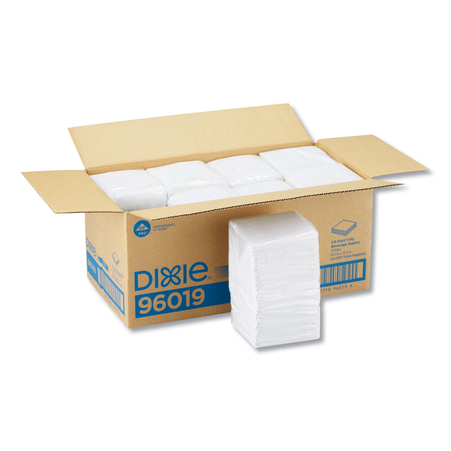 Beverage Napkins, Single-Ply, 9 1/2 x 9 1/2, White, 4000/Carton - 