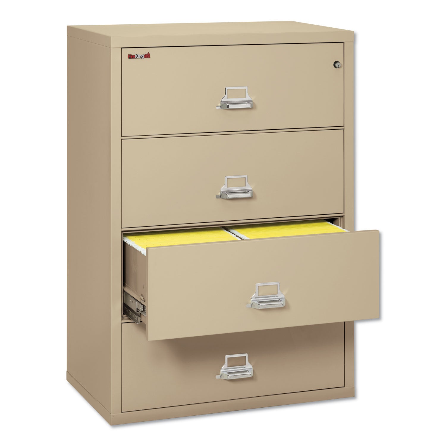 Insulated Lateral File, 4 Legal/Letter-Size File Drawers, Parchment, 37.5" x 22.13" x 52.75", 323.24 lb Overall Capacity - 