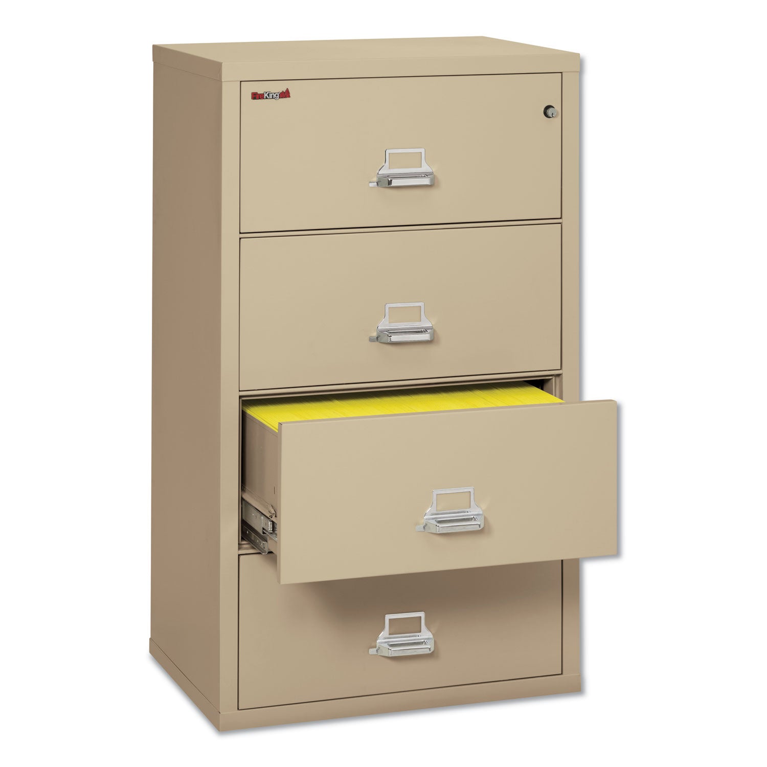 Insulated Lateral File, 4 Legal/Letter-Size File Drawers, Parchment, 31.13" x 22.13" x 52.75", 260 lb Overall Capacity - 