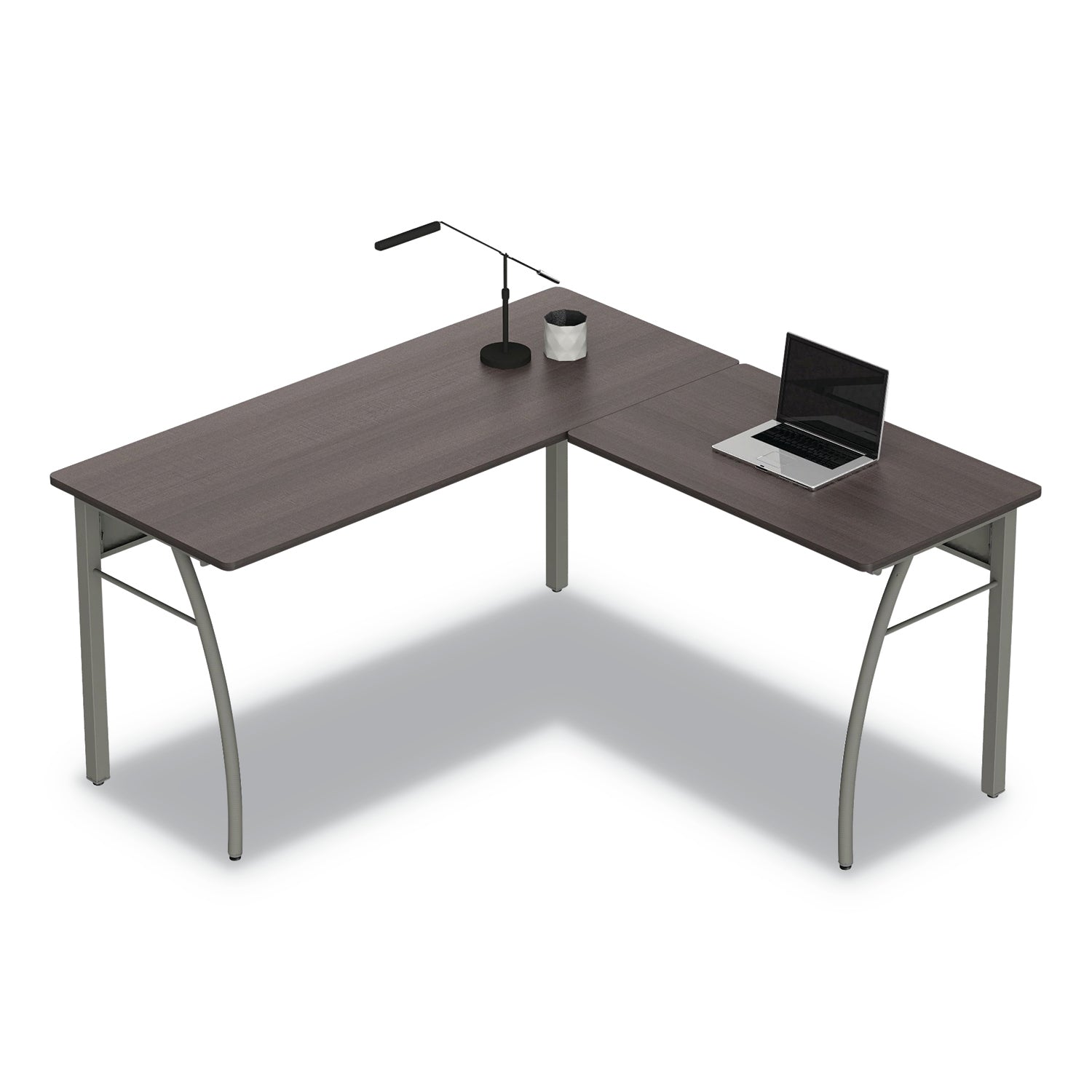 Trento Line L-Shaped Desk, 59.13" x 59.13" x 29.5", Mocha/Gray - 