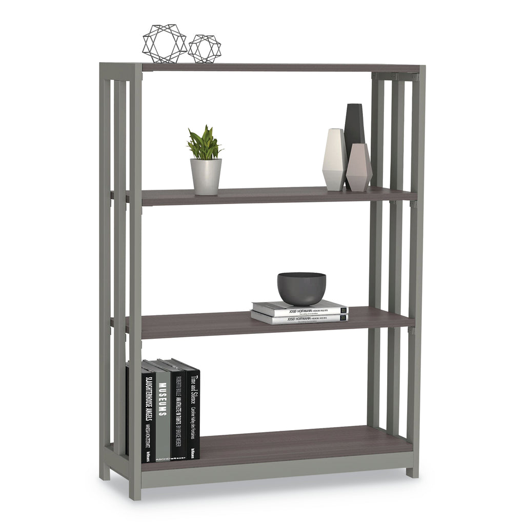 Trento Line Bookcase, Three-Shelf, 31.5w x 11.63d x 43.25h, Mocha