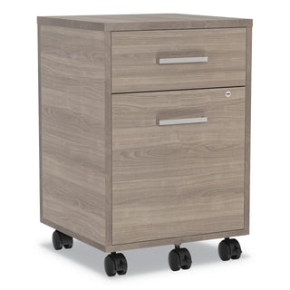 Urban Mobile File Pedestal, Left or Right, 2-Drawers: Box/File, Legal/A4, Natural Walnut, 16" x 15.25" x 23.75
