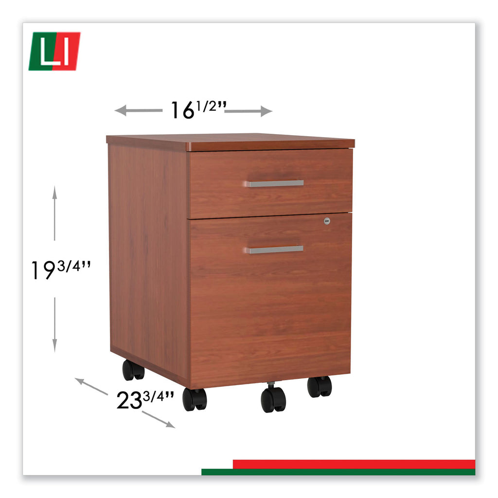Trento Line Mobile Pedestal File, Left or Right, 2-Drawers: Box/File, Legal/Letter, Cherry, 16.5" x 19.75" x 23.63