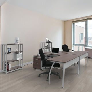 Trento Line L-Shaped Desk, 59.13" x 59.13" x 29.5", Mocha/Gray - 