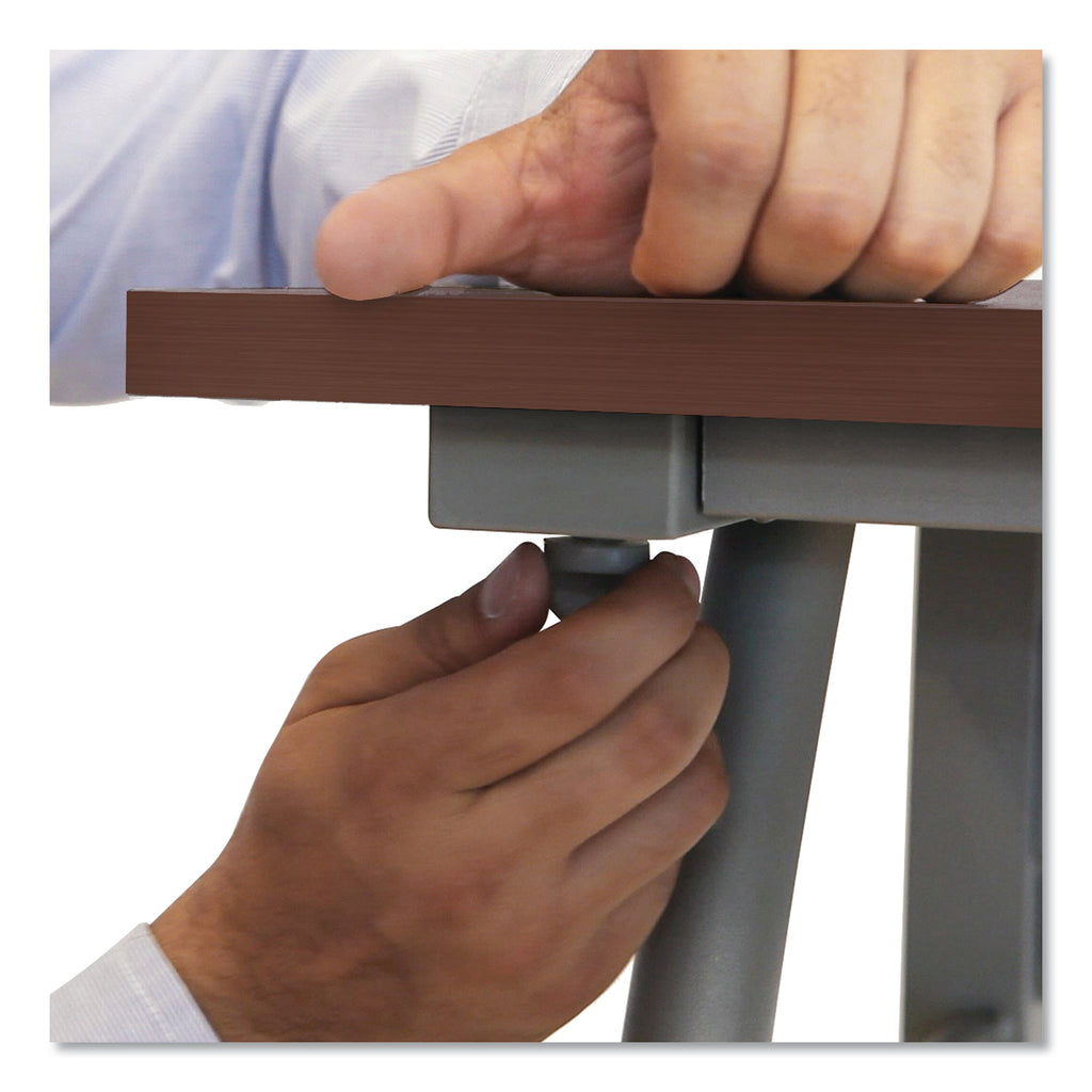Trento Line L-Shaped Desk, 59.13" x 59.13" x 29.5", Mocha/Gray - 