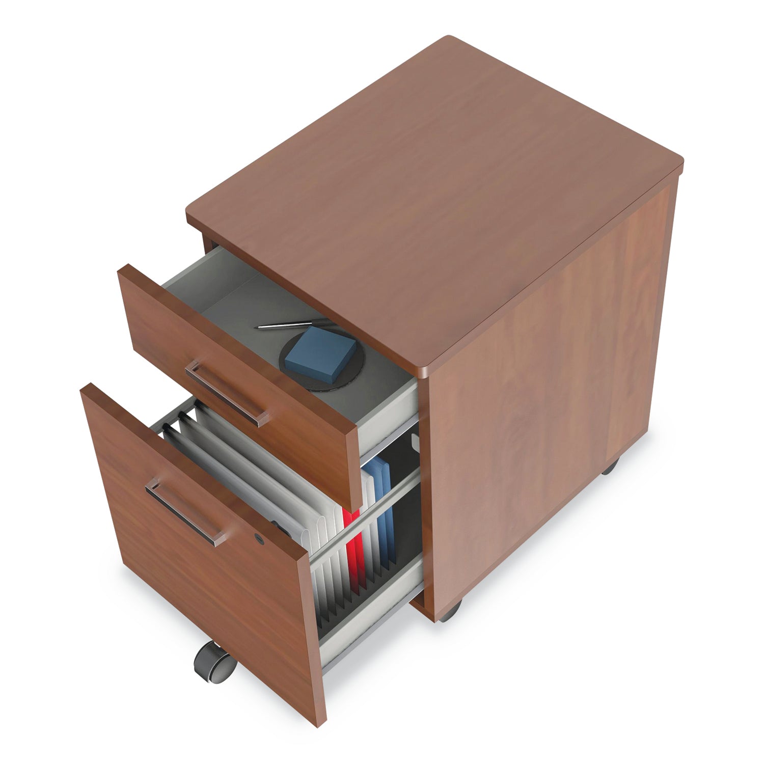 Trento Line Mobile Pedestal File, Left or Right, 2-Drawers: Box/File, Legal/Letter, Cherry, 16.5" x 19.75" x 23.63