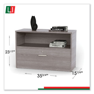 Urban 36" Credenza, Bottom Pedestal, 35.25w x 15.25d x 23.75h, Ash