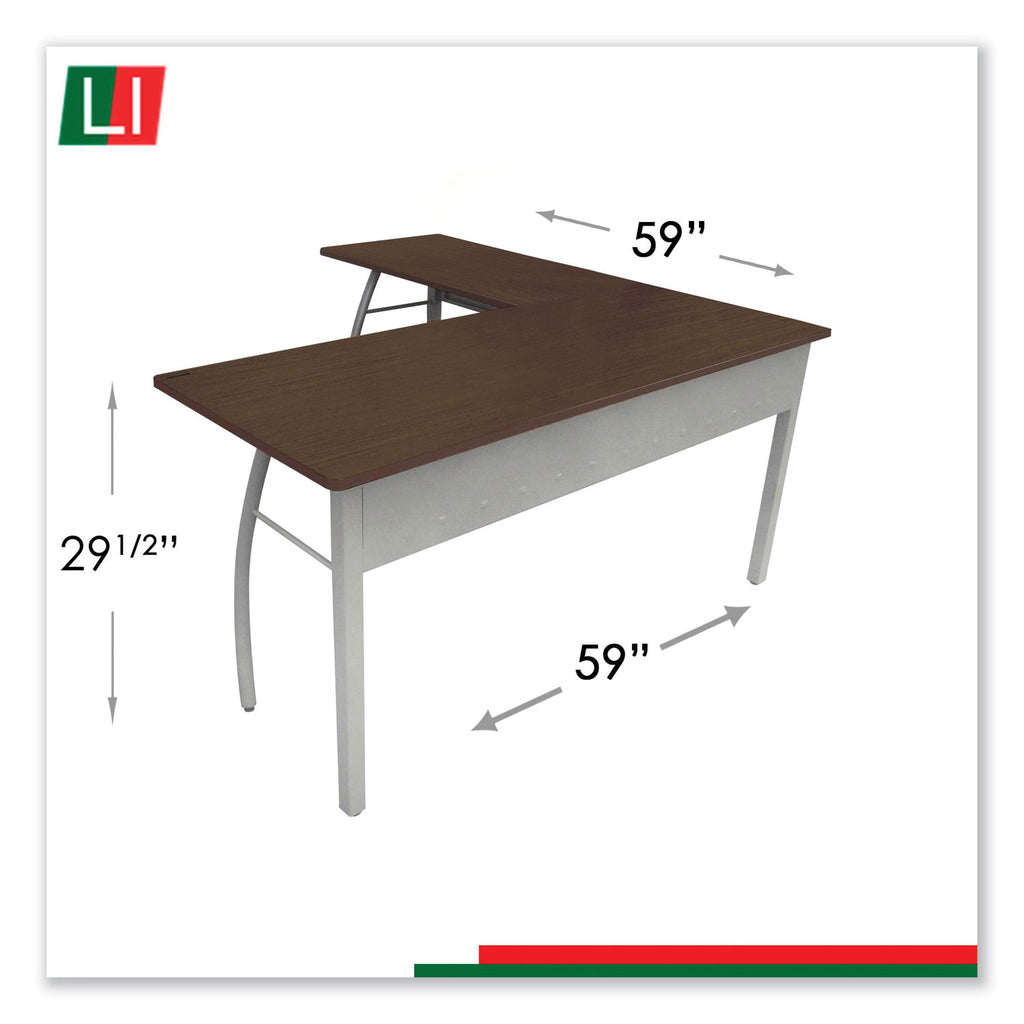 Trento Line L-Shaped Desk, 59.13" x 59.13" x 29.5", Mocha/Gray - 