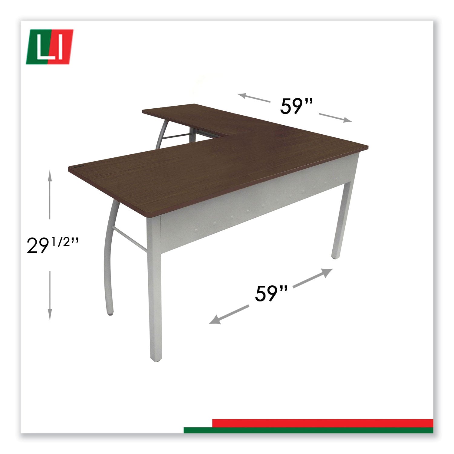 Trento Line L-Shaped Desk, 59.13" x 59.13" x 29.5", Mocha/Gray - 