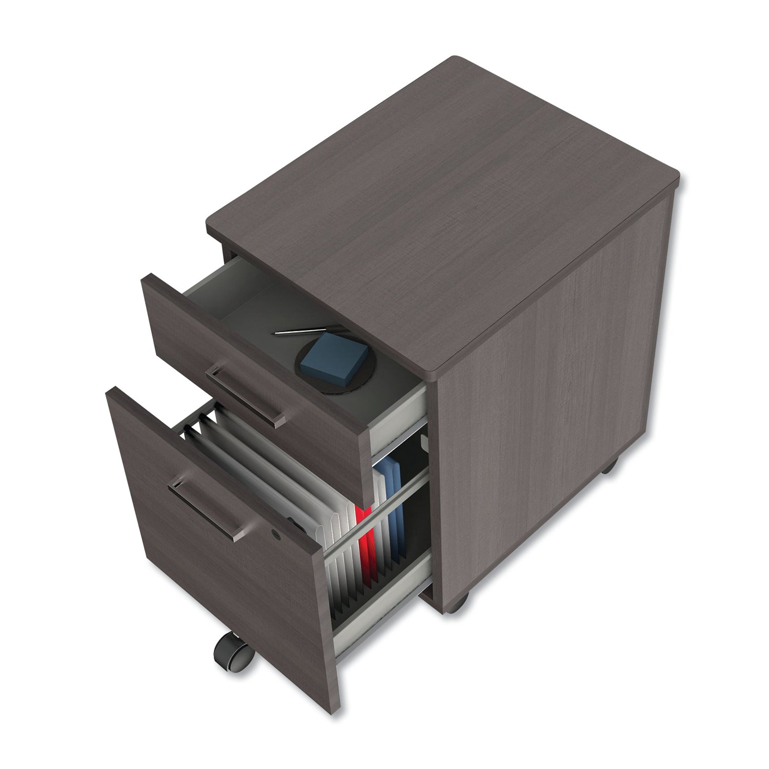 Trento Line Mobile Pedestal File, Left or Right, 2-Drawers: Box/File, Legal/Letter, Mocha, 16.5" x 19.75" x 23.63