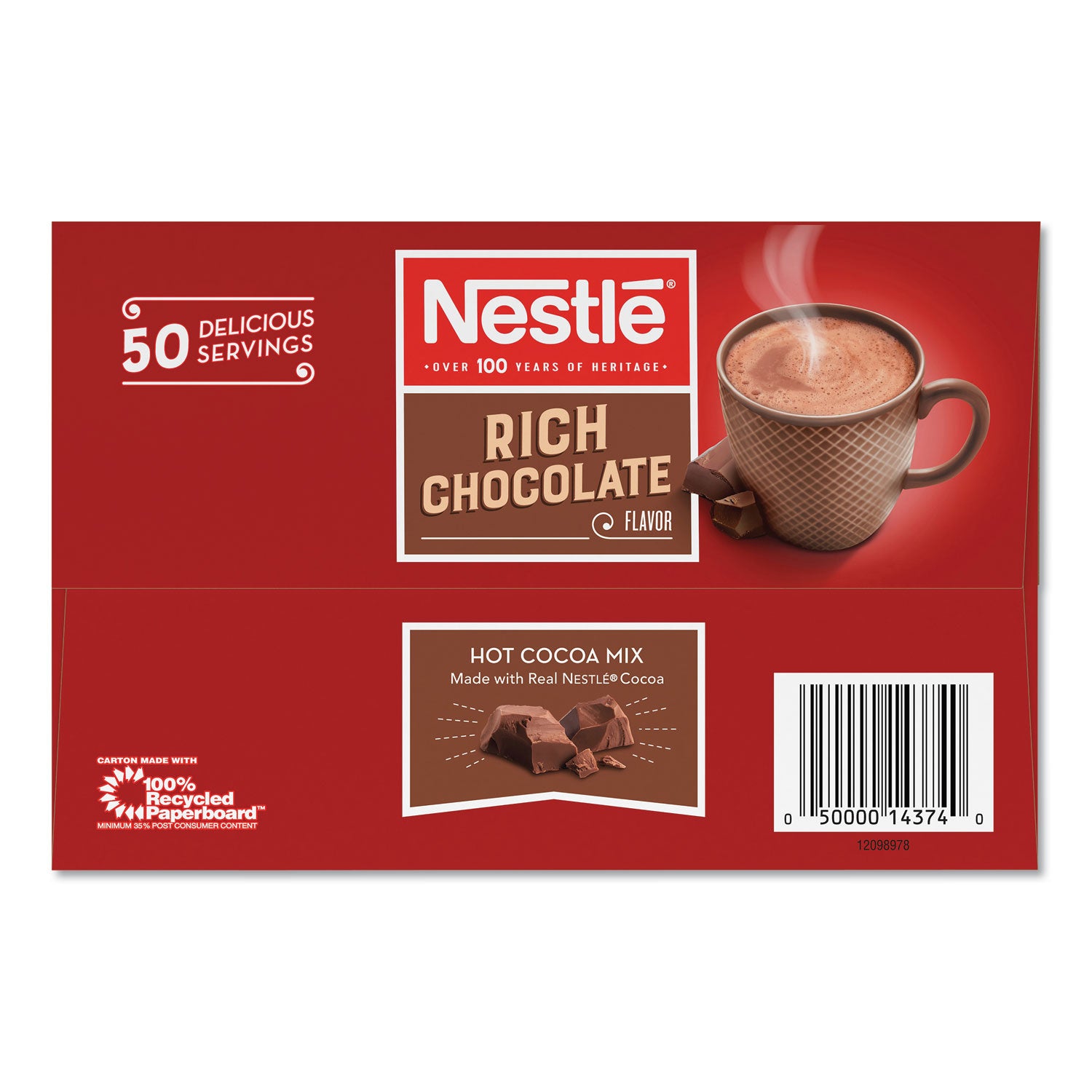 Hot Cocoa Mix, Rich Chocolate, 0.71 oz Packets, 50/Box, 6 Box/Carton
