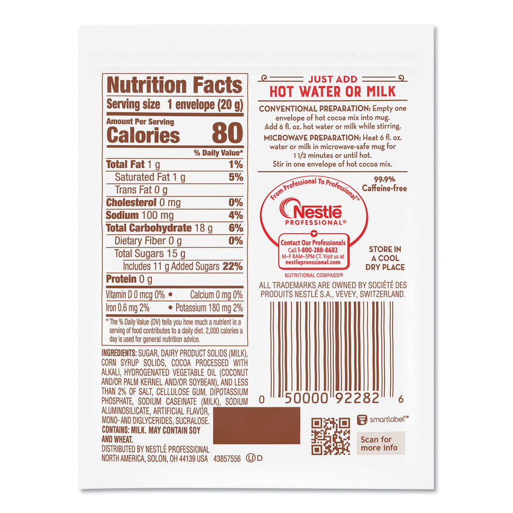 Hot Cocoa Mix, Dark Chocolate, 0.71 oz, 50/Box