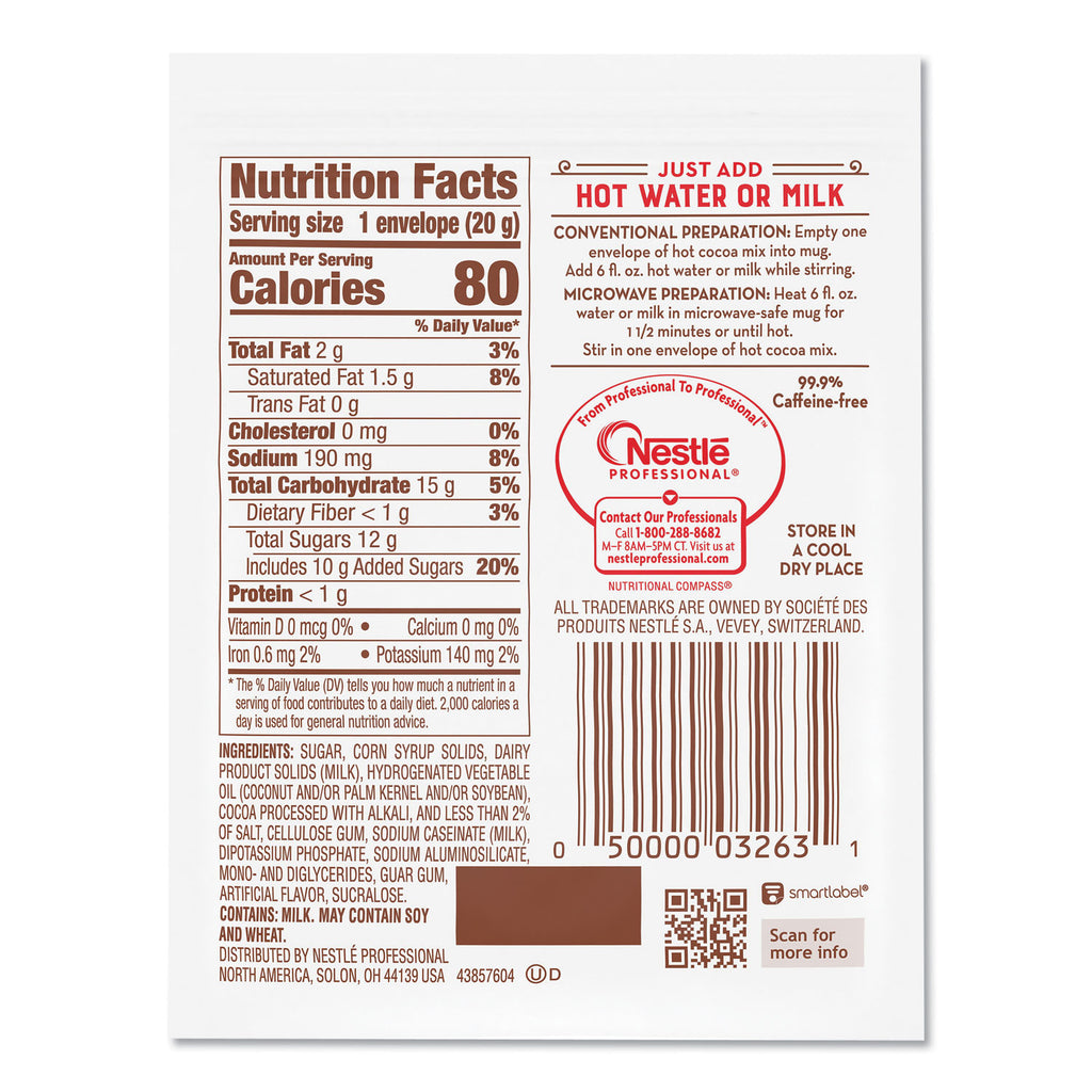 Hot Cocoa Mix, Rich Chocolate, 0.71 oz Packets, 50/Box, 6 Box/Carton