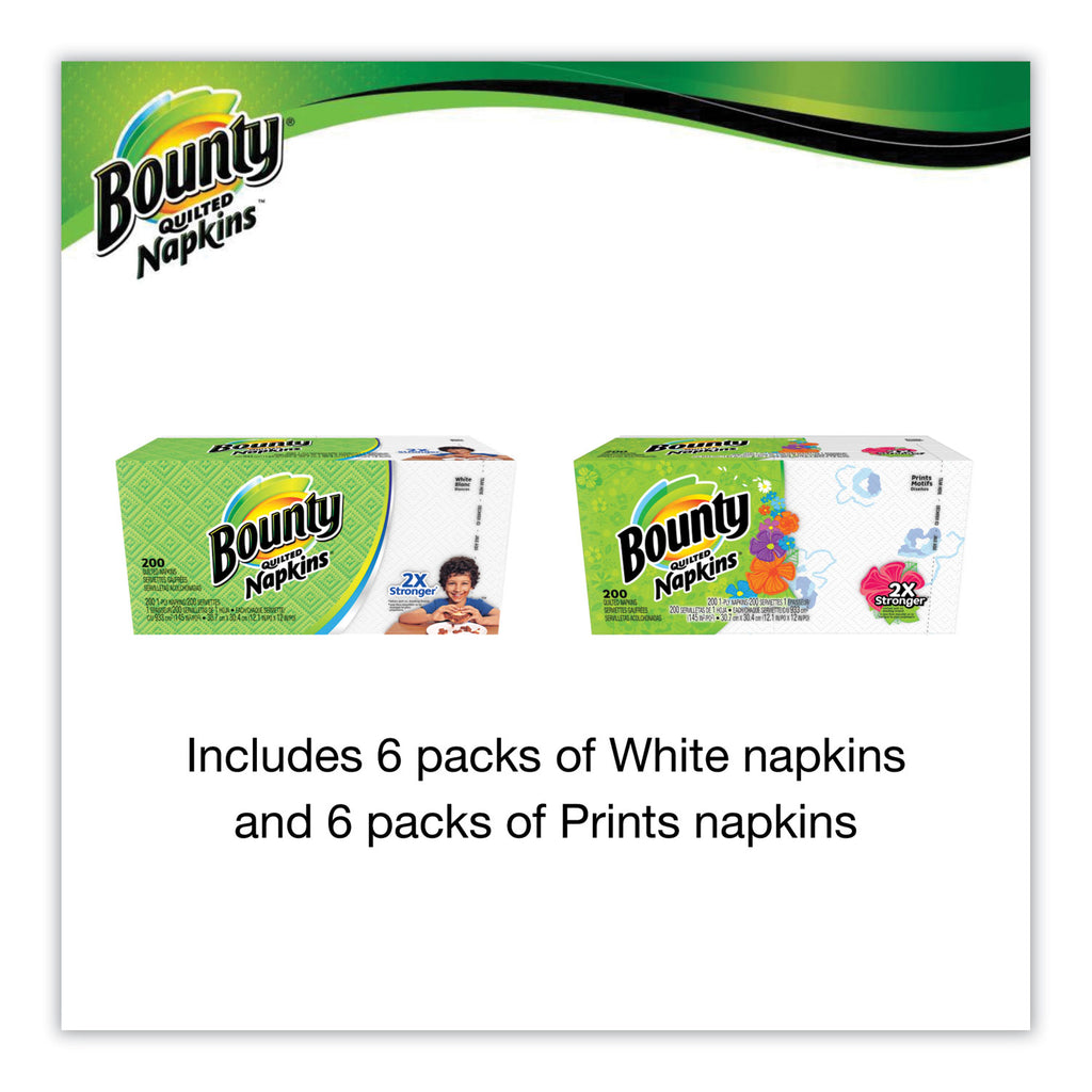 Quilted Napkins, 1-Ply, 12 1/10 x 12, Assorted - Print or White, 200/Pack