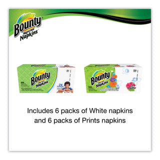 Quilted Napkins, 1-Ply, 12 1/10 x 12, Assorted - Print or White, 200/Pack