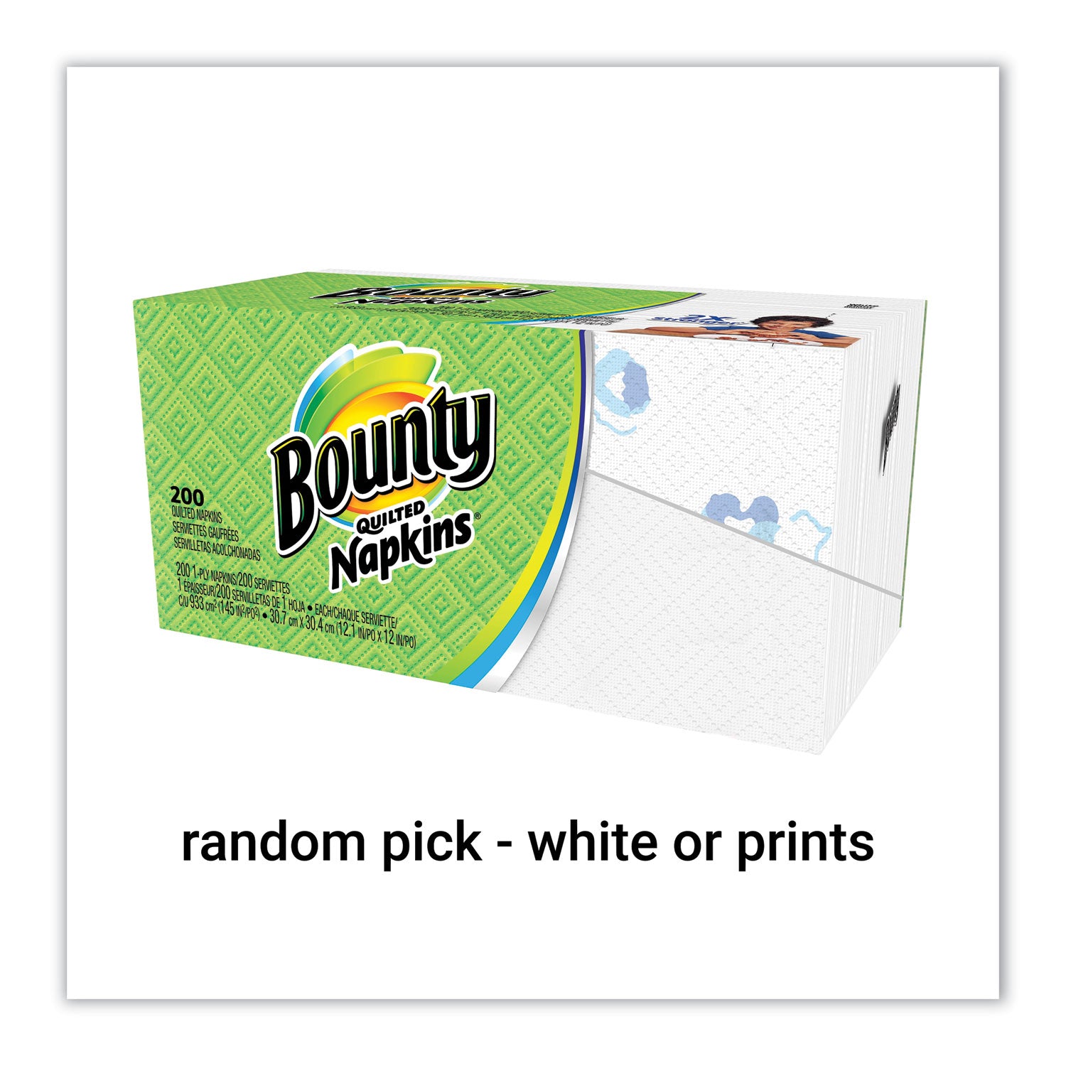 Quilted Napkins, 1-Ply, 12 1/10 x 12, 6 PK/Print, 6 PK/White, 200/PK, 12 PK/CT