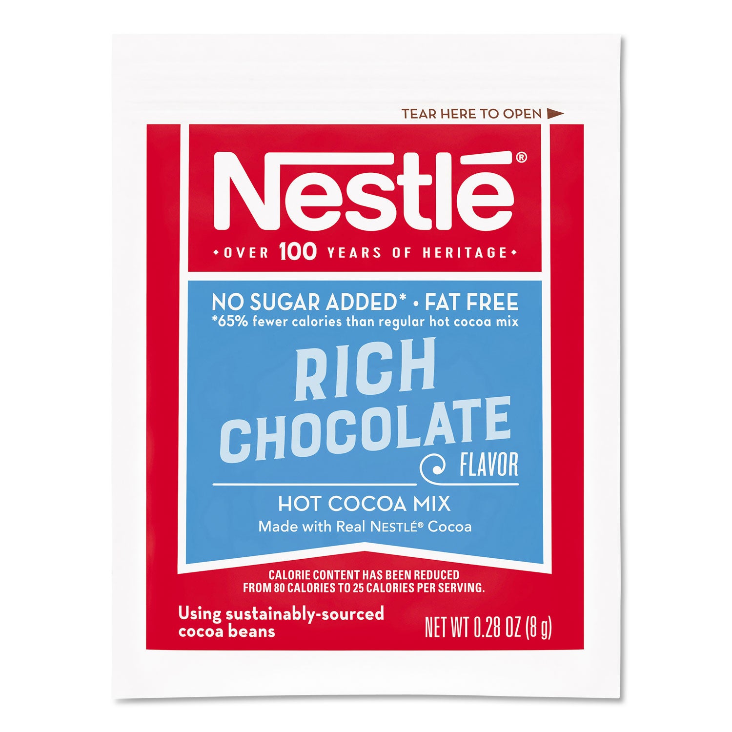 No-Sugar-Added Hot Cocoa Mix Envelopes, Rich Chocolate, 0.28 oz Packet, 30/Box