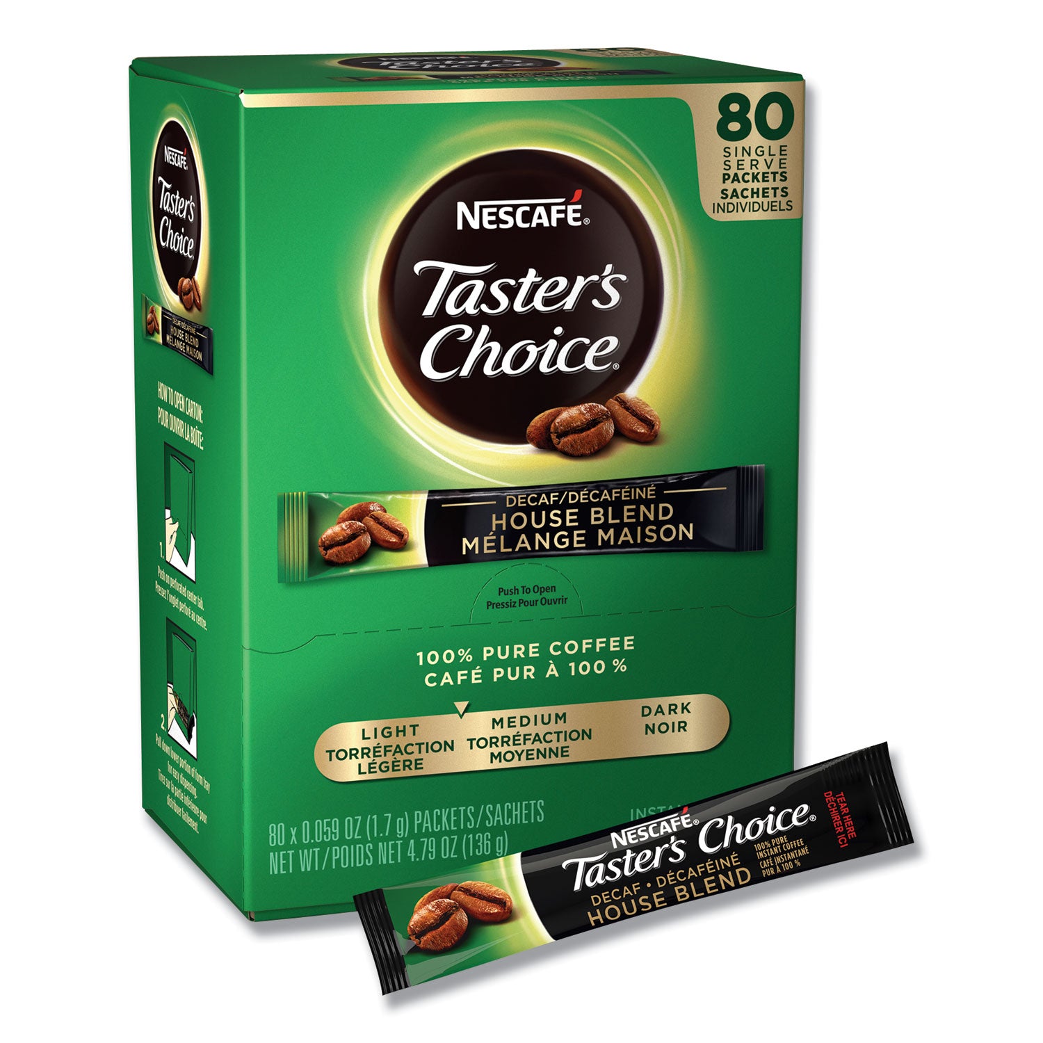 Taster's Choice Stick Pack, Decaf, 0.06oz, 80/Box - 