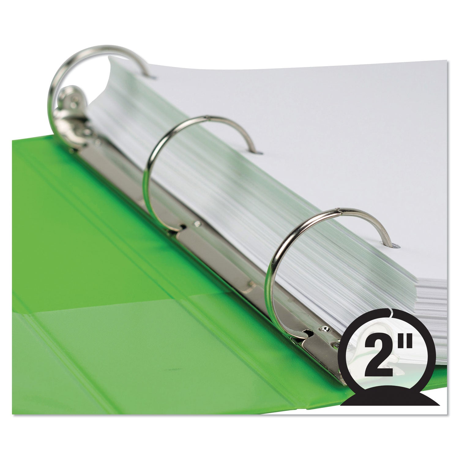Earths Choice Plant-Based Durable Fashion View Binder, 3 Rings, 2" Capacity, 11 x 8.5, Lime, 2/Pack