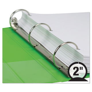 Earths Choice Plant-Based Durable Fashion View Binder, 3 Rings, 2" Capacity, 11 x 8.5, Lime, 2/Pack